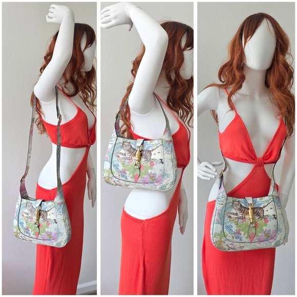 Auth GUCCI JACKIE 1961 Shangai Tiger Savanah Calfskin Hobo/Shoulder Bag - Picture 4 of 11